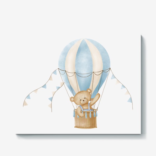Холст «Мишка на воздушном шаре»
