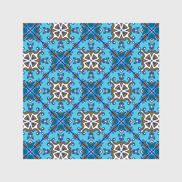 Шторы «Азулежу, синяя португальская плитка. Лиссабон, узор, средиземноморье, Марокко, орнамент»