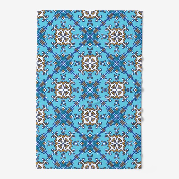 Полотенце «Азулежу, синяя португальская плитка. Лиссабон, узор, средиземноморье, Марокко, орнамент»