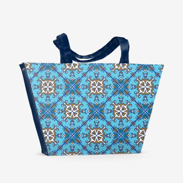 Пляжная сумка «Азулежу, синяя португальская плитка. Лиссабон, узор, средиземноморье, Марокко, орнамент»