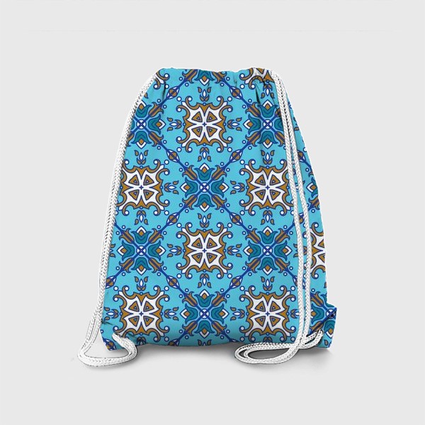 Рюкзак «Азулежу, синяя португальская плитка. Лиссабон, узор, средиземноморье, Марокко, орнамент»