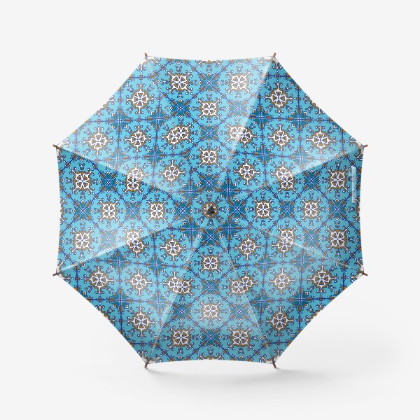 Зонт «Азулежу, синяя португальская плитка. Лиссабон, узор, средиземноморье, Марокко, орнамент»