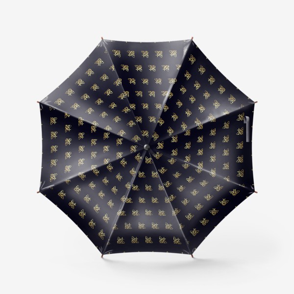 Зонт «Наполеоновские пчелы. Лакшери голд. Черный и золото. Винтажная графика для пчеловода и пасеки»