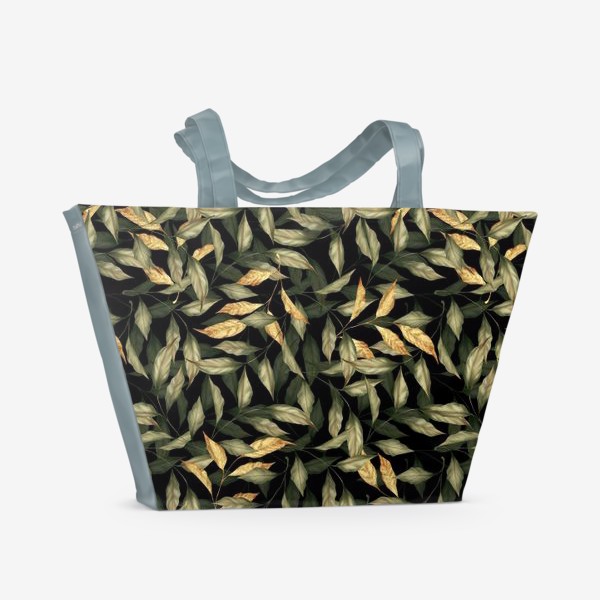 Пляжная сумка «Зеленые и золотые листья»