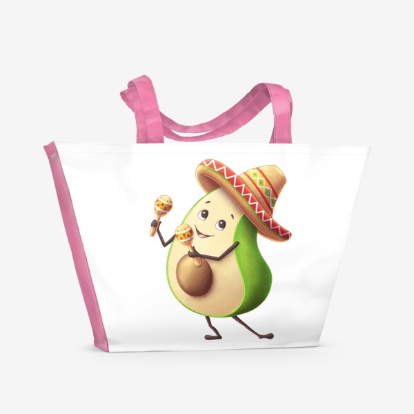 Пляжная сумка «Авокадо в мексиканском сомбреро»