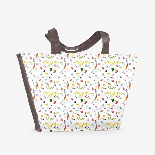 Пляжная сумка «Go vegan pattern»