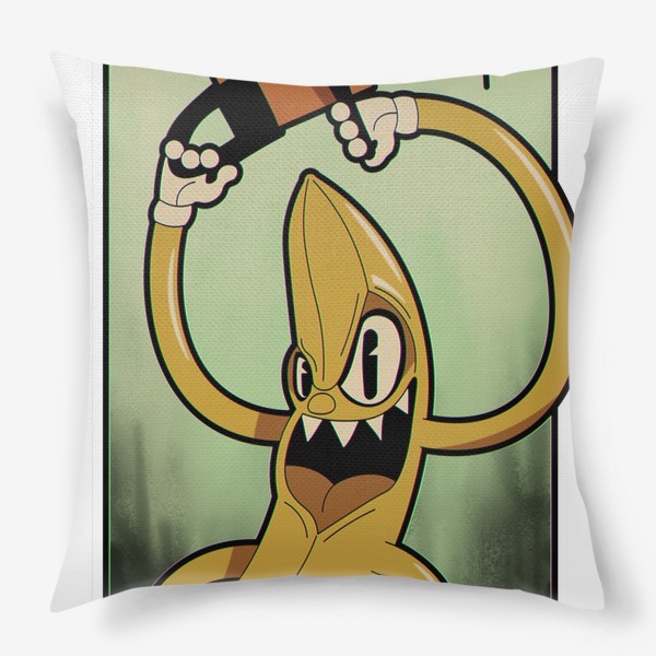 Подушка «мультяшный ретро банан с бензопилой»