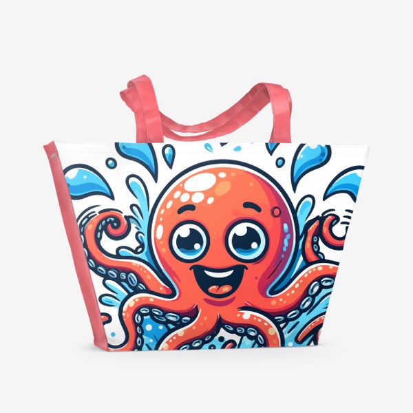 Пляжная сумка «Забавный красный осьминог»