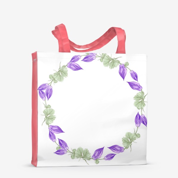 Сумка-шоппер &laquo;Фиолетовая аквилегия. Акварельные цветы. Венок. Открытка.&raquo;