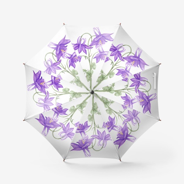 Зонт «Фиолетовая аквилегия. Букет акварельных цветов.»