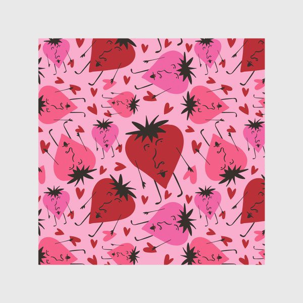 Скатерть «Розовый паттерн с ягодками на День Святого Валентина»