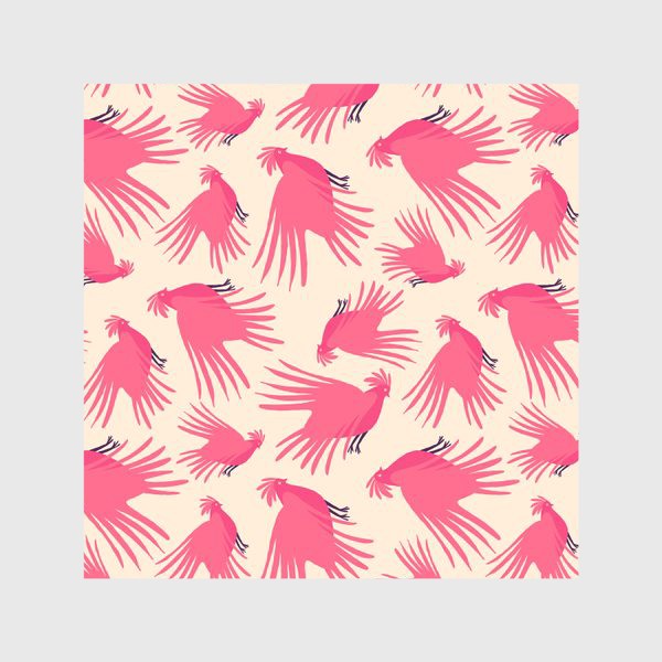 Скатерть «Бежевый паттерн с розовыми попугаями»