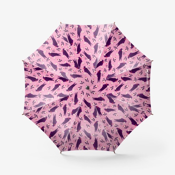 Зонт «розовый паттерн с воронами»