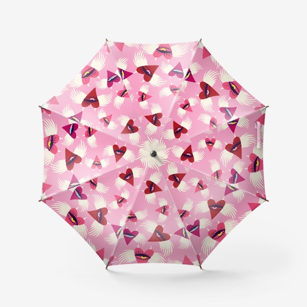 Зонт «Розовый паттерн с дьявольскими сердцами»