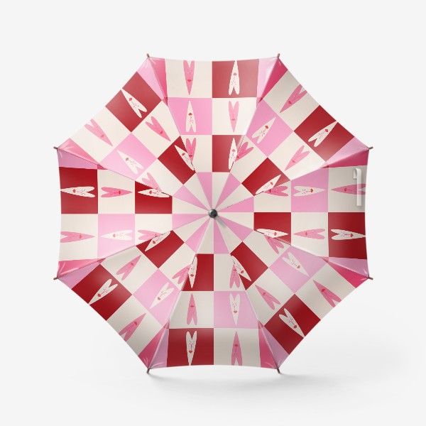 Зонт «Яркий игривый паттерн с сердцами на День Святого Валентина»