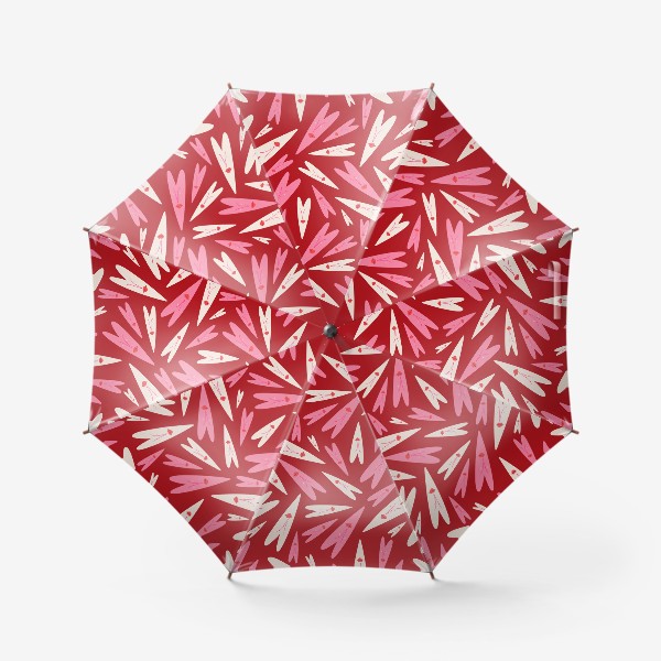 Зонт «Красный паттерн с сердечками на День Святого Валентина»