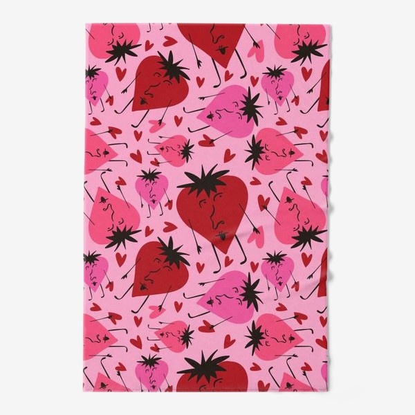 Полотенце «Розовый паттерн с ягодками на День Святого Валентина»