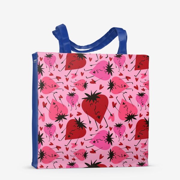 Сумка-шоппер «Розовый паттерн с ягодками на День Святого Валентина»