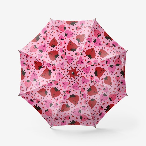 Зонт «Розовый паттерн с ягодками на День Святого Валентина»