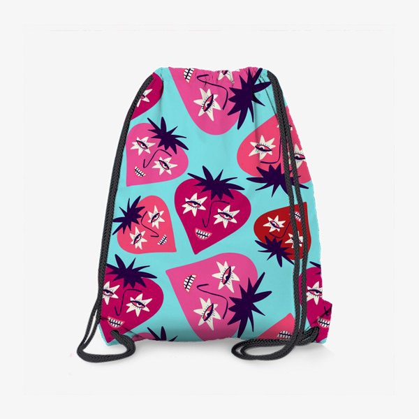 Рюкзак «Голубой паттерн с розовыми забавными ягодками»