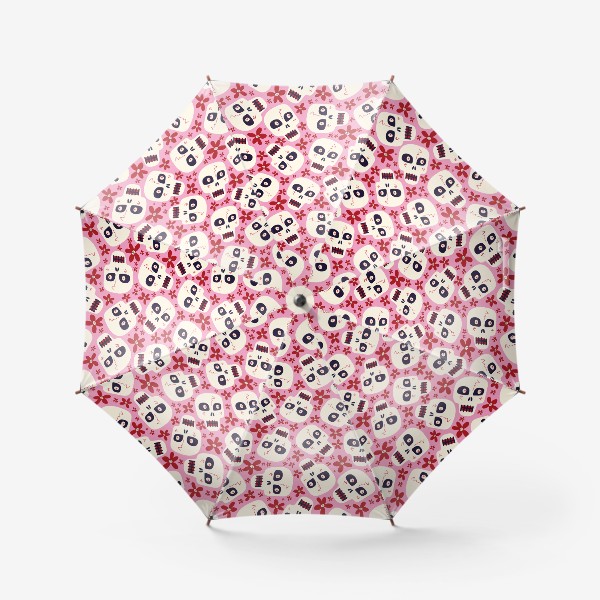 Зонт «Розовый паттерн с черепками на Хэллоуин»