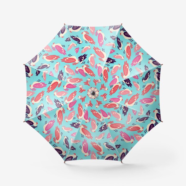 Зонт «Голубой тропический паттерн с попугаями»