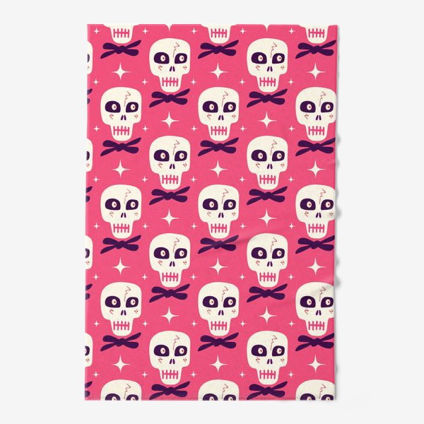 Полотенце «Розовый паттерн с черепками на Хэллоуин»