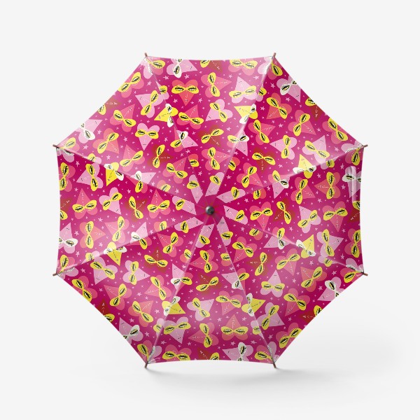 Зонт «Красный паттерн с прикольными сердцами»