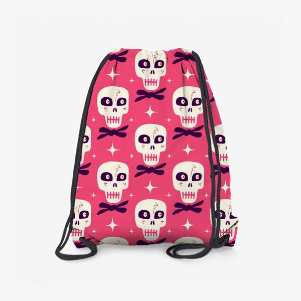 Рюкзак «Розовый паттерн с черепками на Хэллоуин»