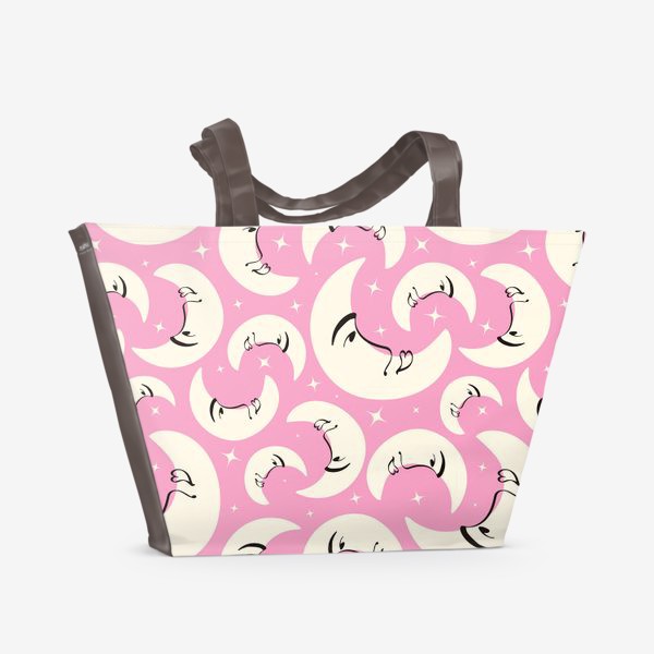 Пляжная сумка «Розовый паттерн с месяцем»