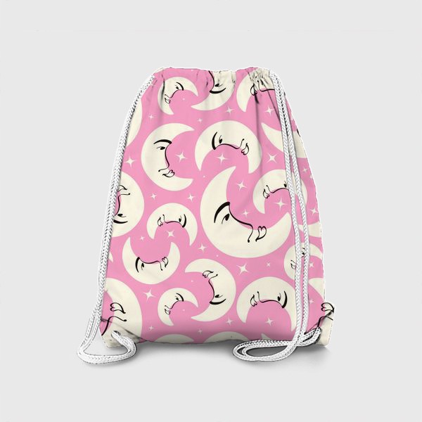 Рюкзак «Розовый паттерн с месяцем»
