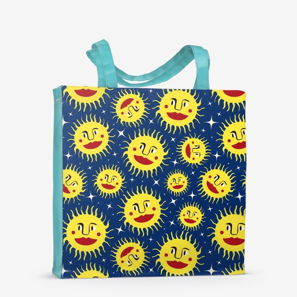 Сумка-шоппер «Синий паттерн с солнцем»