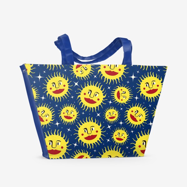 Пляжная сумка «Синий паттерн с солнцем»