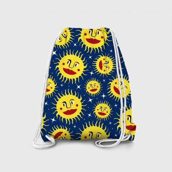 Рюкзак «Синий паттерн с солнцем»