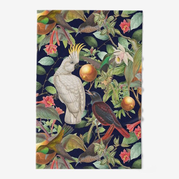 Полотенце «Сочный паттерн с птицами и цветами »