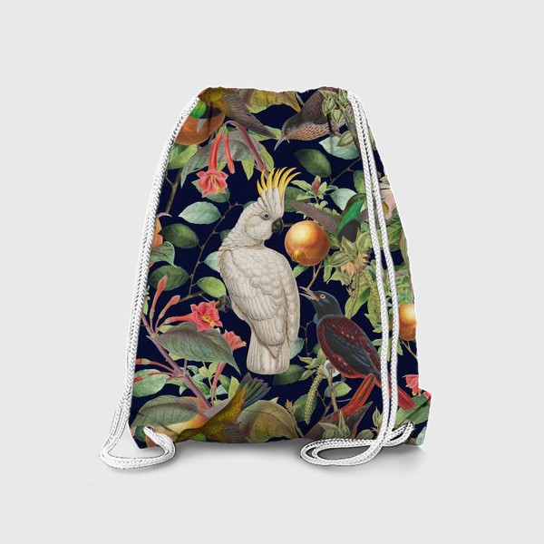 Рюкзак «Сочный паттерн с птицами и цветами »