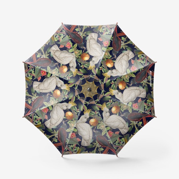 Зонт «Сочный паттерн с птицами и цветами »