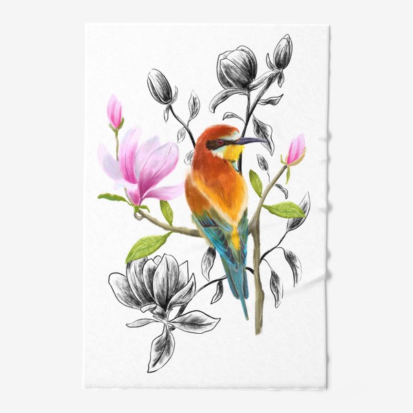 Полотенце «Птица и цветы »