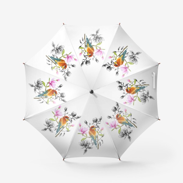 Зонт «Птица и цветы »