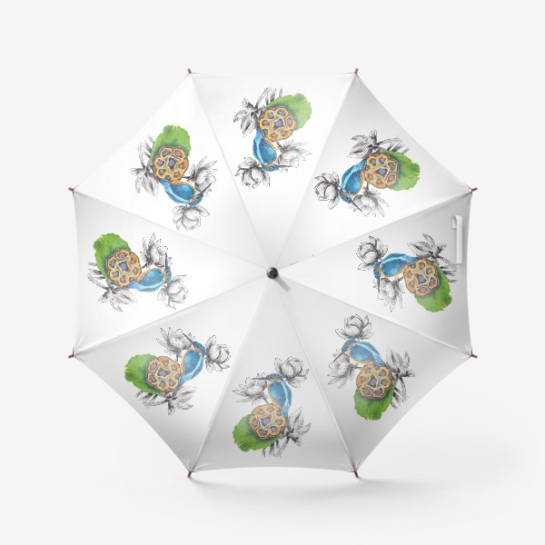 Зонт «Птица и лотосы »