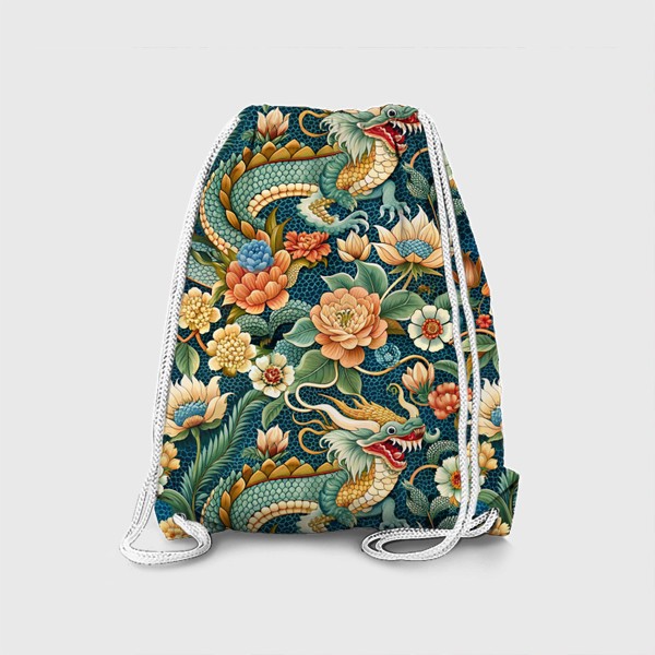 Рюкзак «Китайский дракон и цветы»