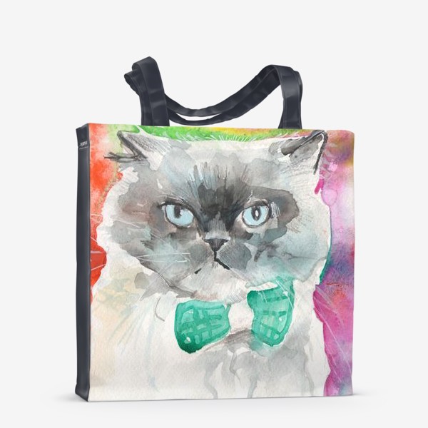 Сумка-шоппер «Котик с мятным бантиком»