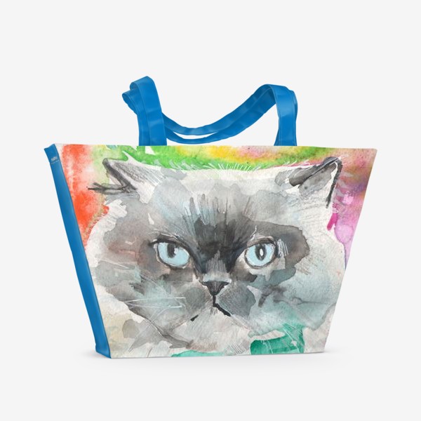 Пляжная сумка «Котик с мятным бантиком»