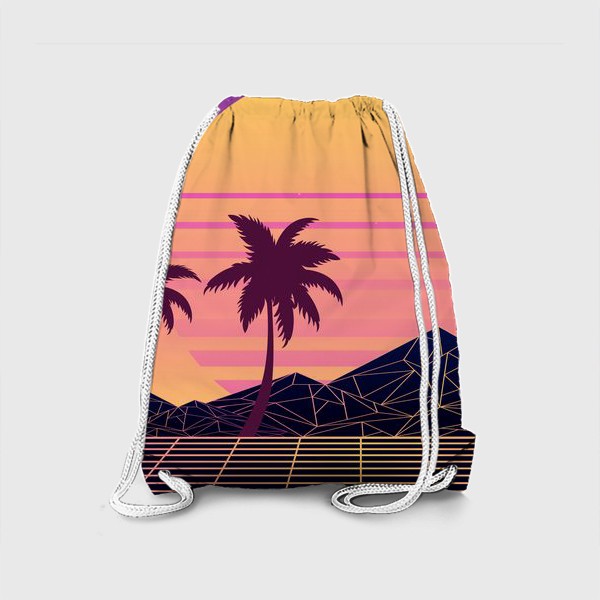 Рюкзак «Vaporwave геометрические горы и силуэты пальм»