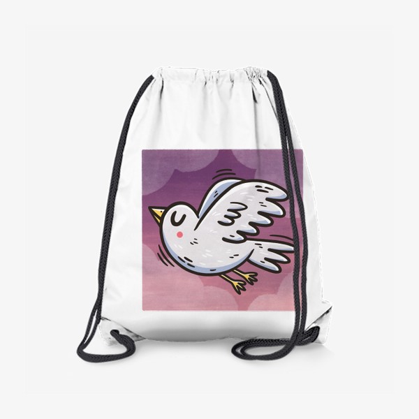 Рюкзак «Белая птичка на фоне неба. Закат. Облака»