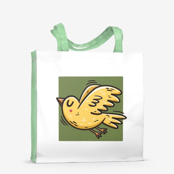 Сумка-шоппер «Желтая птичка на зеленом фоне. Канарейка»