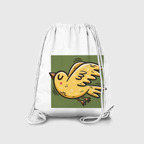 Рюкзак «Желтая птичка на зеленом фоне. Канарейка»