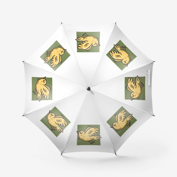 Зонт «Желтая птичка на зеленом фоне. Канарейка»