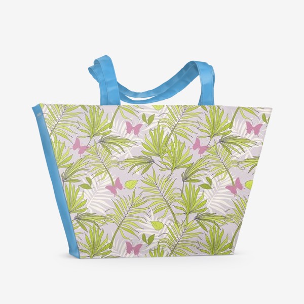 Пляжная сумка «Тропические листья и бабочки»