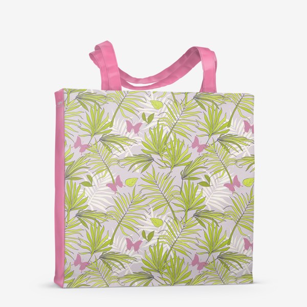 Сумка-шоппер «Тропические листья и бабочки»